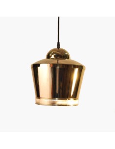 lampara colgante de estilo moderno de metal en acabado oro brillo