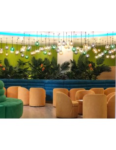 vintage style ceiling pendant lamp with transparent glass wave and metal body with matte copper effect 2