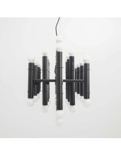 lámpara de techo en color negro texturizado con veintiún bombillas 2