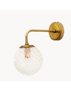 Vintage wall light with carved glass ball Zaira