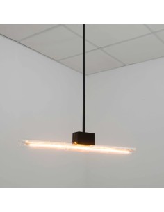 vintage ceiling lamp with a warm light S14 linestra integrated into the matte black finish metal support 2