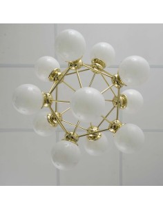 decorative vintage style ceiling pendant lamp with atom shape and several opal white effect glass balls 2