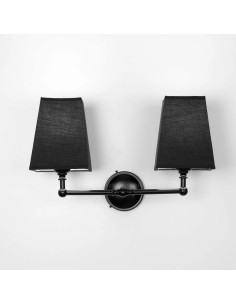 Vintage wall sconce with two black fabric lampshades -... 2