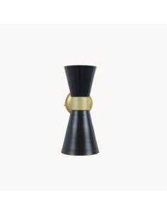 Wall sconces in elegant matte black finish with aged brass effect details
