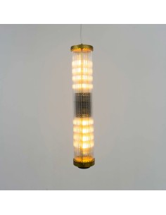 lámparas de techo vintage con varillas de cristal transparente que le dan un efecto luminoso muy original 2