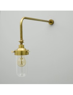 Vintage wall light in aged brass and glass lampshade