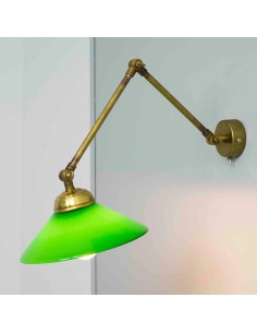 vintage wall light with green billiard lampshade