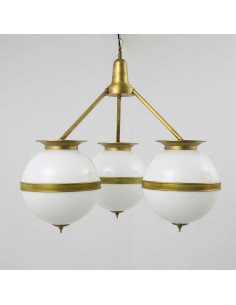 vintage style ceiling pendant lamps with opal white glass balls and brass effect finishes 2