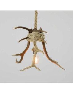 vintage ceiling lamp is made of three deer antlers 2