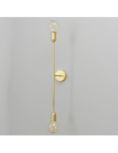 vertical matte gold metal structure with a lamp holder at each end 2