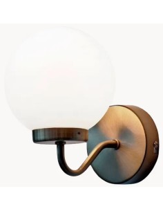 vintage wall light with arm and opal white glass ball