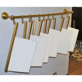 Vintage newspaper rack ten supports aged brass finish 2