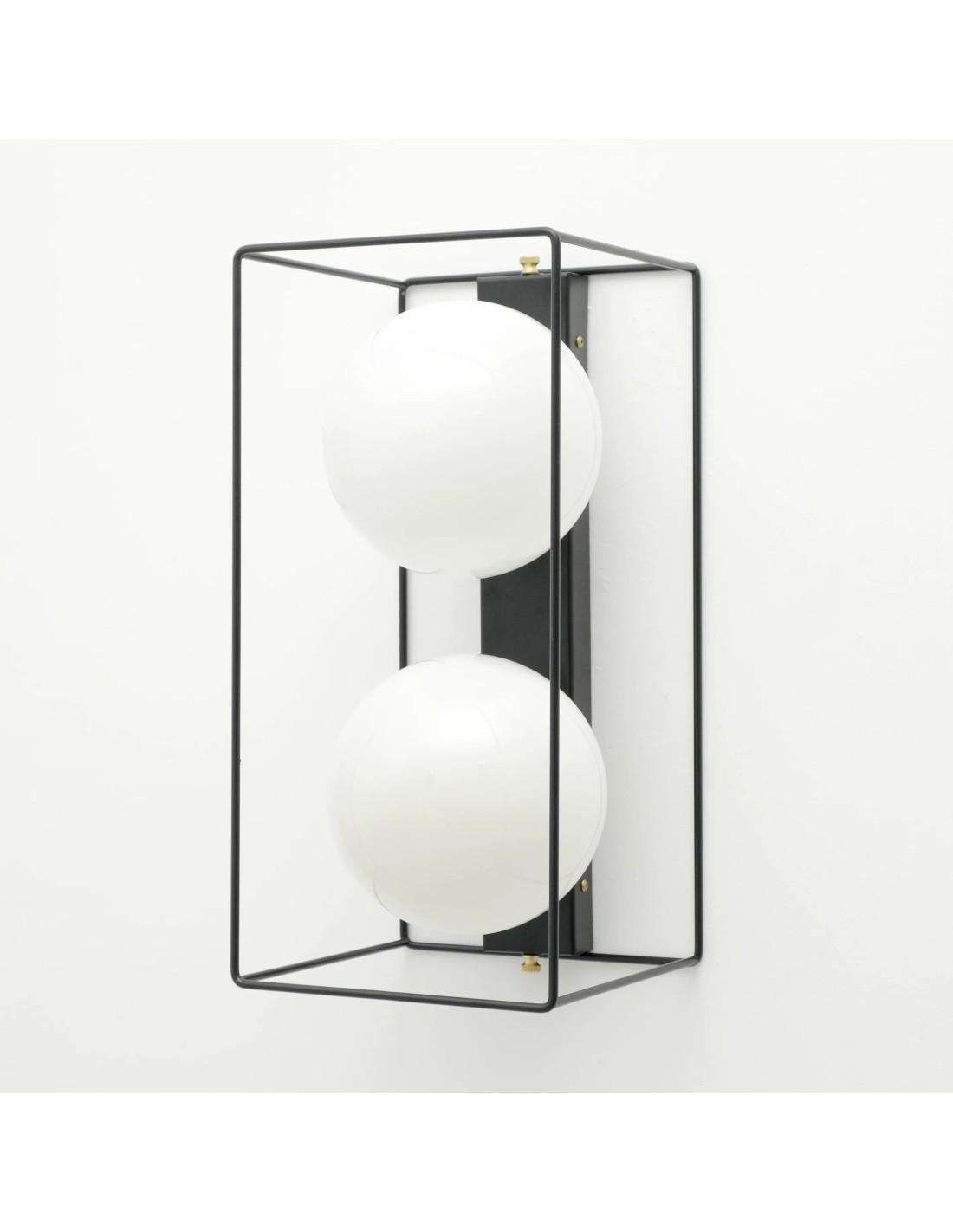 apliques de pared forma rectangular con dos bolas de vidrio