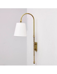vintage wall light with a small conical lampshade of white chims fabric made by hand. 2