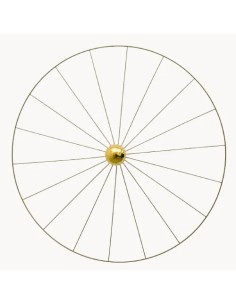 wheel-shaped wall light with gold-effect metal structure