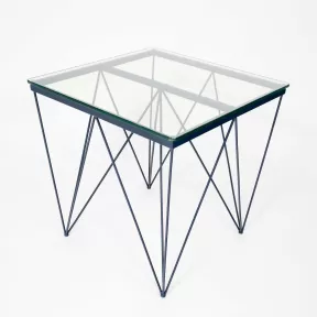 Square vintage table matt black finish 2