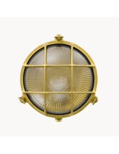 vintage wall lights with a metal grille and a glass diffuser