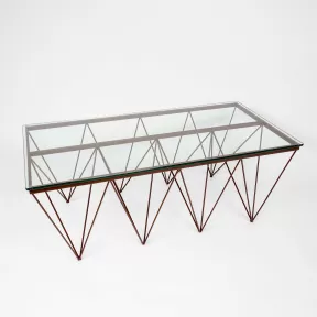 vintage rectangular table with rust brown finish 2