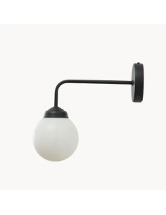 Matte Black Vintage Wall Sconce with Opal Glass Ball -...