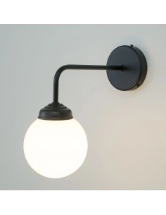 Matte Black Vintage Wall Sconce with Opal Glass Ball -... 2