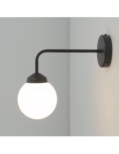 Matte Black Vintage Wall Sconce with Opal Glass Ball -...