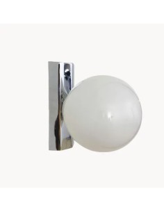 Vintage style interior wall light in shiny chrome finish with an opal white glass ball