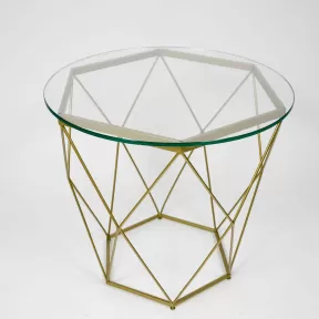 mesa vintage hexagonal está fabricada con un cristal laminado de gran resistencia y seguridad 2