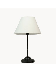 Vintage Black Table Lamp with White Fabric Lampshade -...