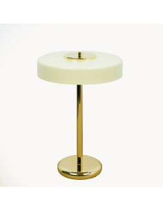 Vintage table lamp cream metal lampshade - Miranda