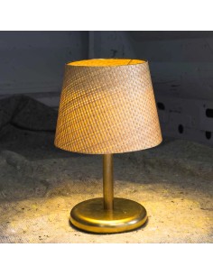 Vinatge table lamp in raffia with autonomous battery - Nadia 2