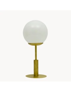 lámpara de mesa con bola de cristal blanco opal