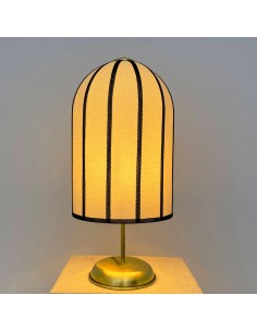 Vintage table lamp with marble or brass base and fabric... 2