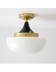 vintage ceiling light with half ball of opalized glass 2