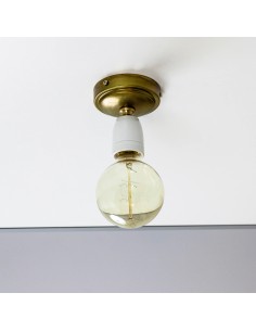 plafón de luz vintage de porcelana blanca con espacio para una bombilla de casquillo E27 2