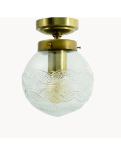 handmade cut glass lamp. Vintage ceiling lamp in glass
