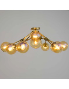 lampara plafon techo con bolas de cristal ambar 2