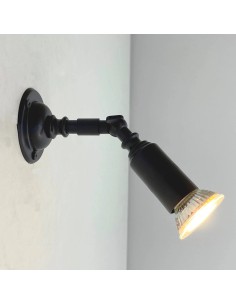 Vintage ceiling lamp with reader spotlight in black colour finish