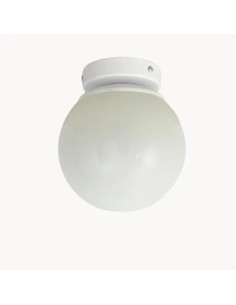 Matte white vintage ceiling lamp with glass ball