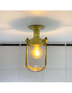 Vintage navy ceiling lamp in brass finish