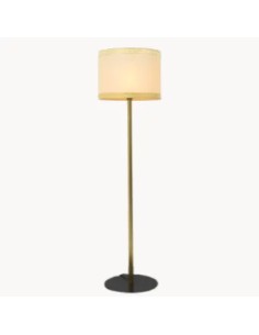 Floor lamp made with a metal lamp base and a vintage imitation parchment lampshade.