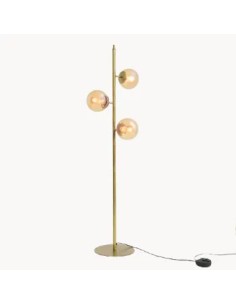 Yaiza metal floor lamp with 3 amber glass balls by Luz Vintage
