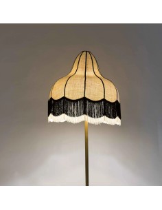 Vintage floor lamp with fringed pagoda shade