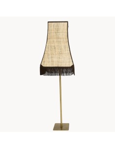 Vintage floor lamp with corset-shaped fabric lampshade with fringed trim by Luz Vintage