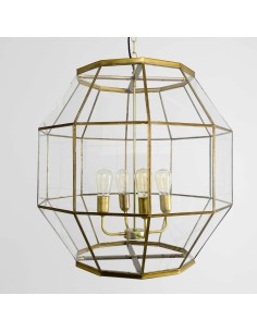 vintage ceiling lamp with a metal structure in elegant aged brass finish 2