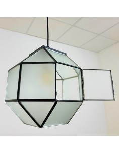 aesthetic vintage ceiling lamps with eight sides of slightly opalized etched glass