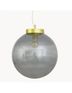 lámpara de techo vintage con bola de cristal de color gris fumé elegante y sencilla