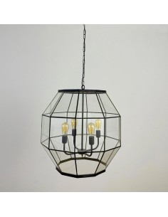 vintage ceiling lamp glazed on eight sides transparent glass