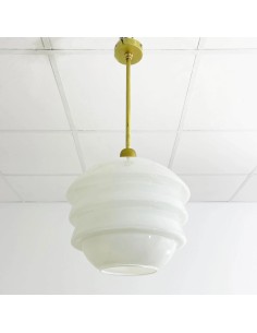 ceiling lamps attached to a stem in a handmade aged brass effect finish 2