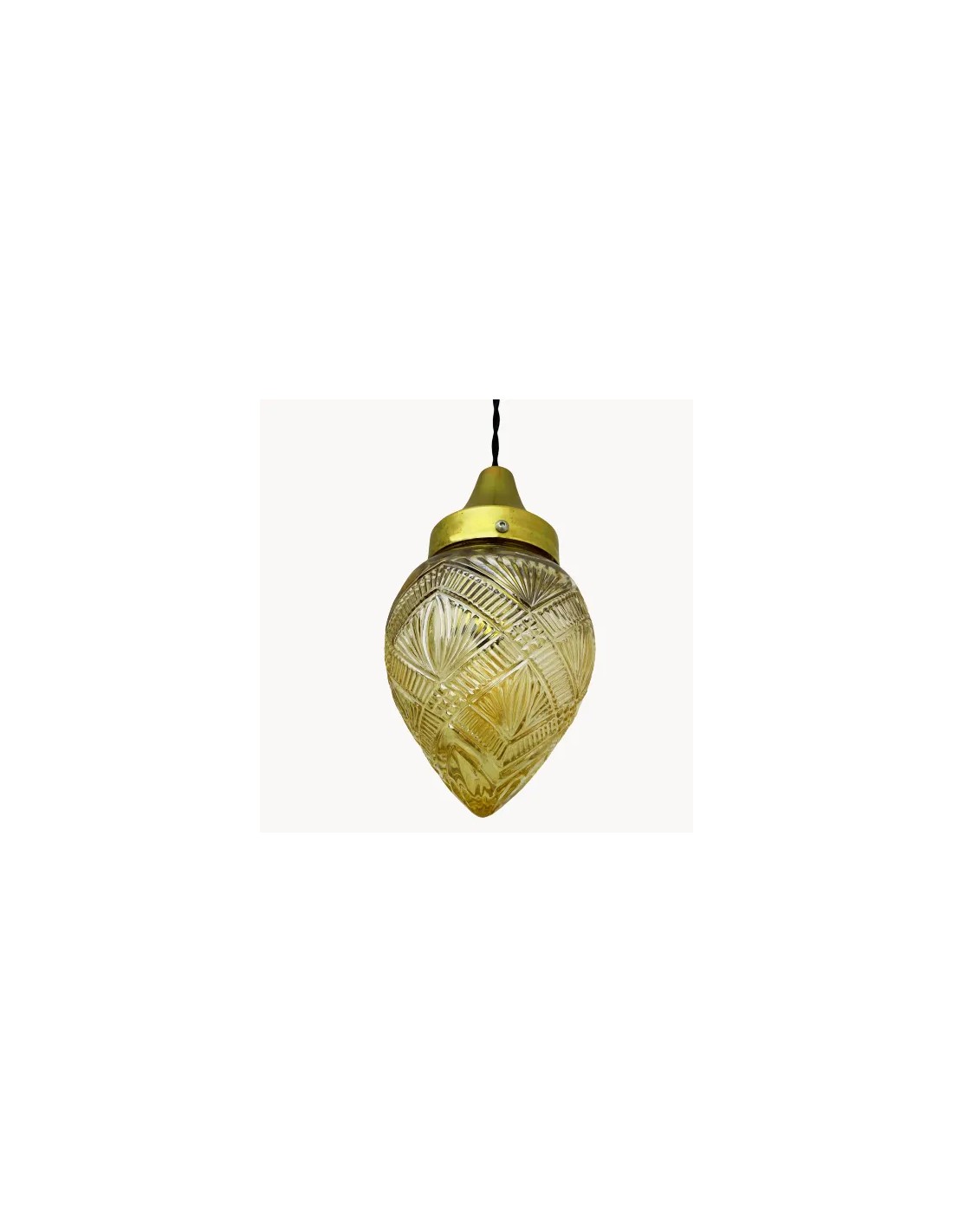 lámpara de techo luz vintage con tulipa de cristal con decoraciones ornamentales
