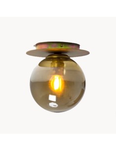 vintage ceiling lamp with metal and fume glass ball